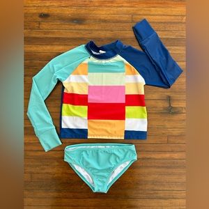 Limeapple Girls Swimwear Rash Guard Set, size 5. UPF 50+ Sun Protection.